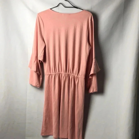 NWT HALSTON DRESS W/ FLOUNCE ALEEVE WOMENS SIZE SMALL PINK QUARTZ COLOR - Picture 11 of 13